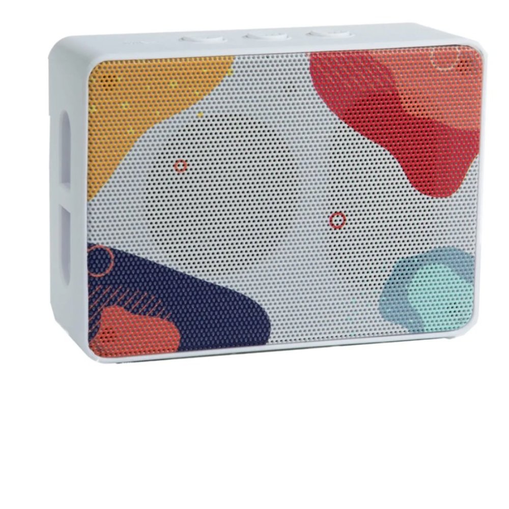 NEW Mini Boxanne White Abstract Print Wireless Speaker w/ microphone